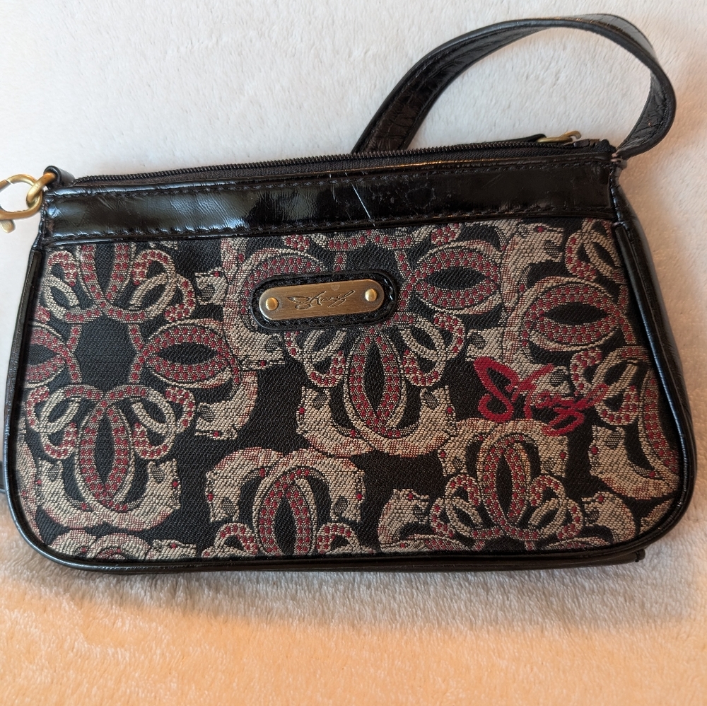 Vintage Sharif Black/Red Wristlet/Purse Bag